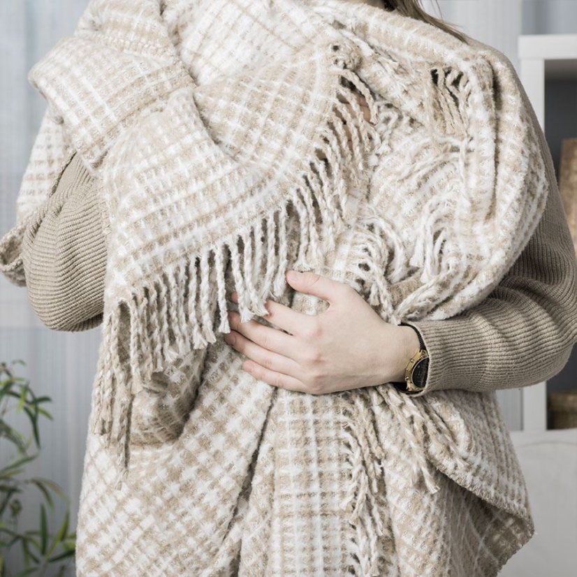 Károvaný pléd – béžový