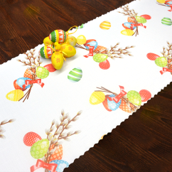 Velikonoční ubrusová šála Kraslice - bílá