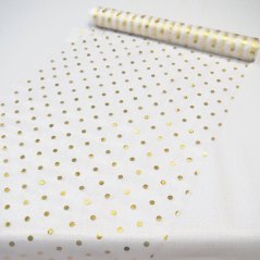Dekorační organza  - zlaté puntíky