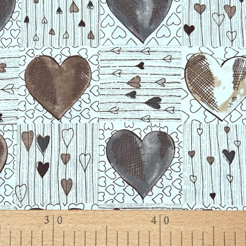 Hladká bavlna - Hnědé srdce - Šíře materiálu (cm): 150