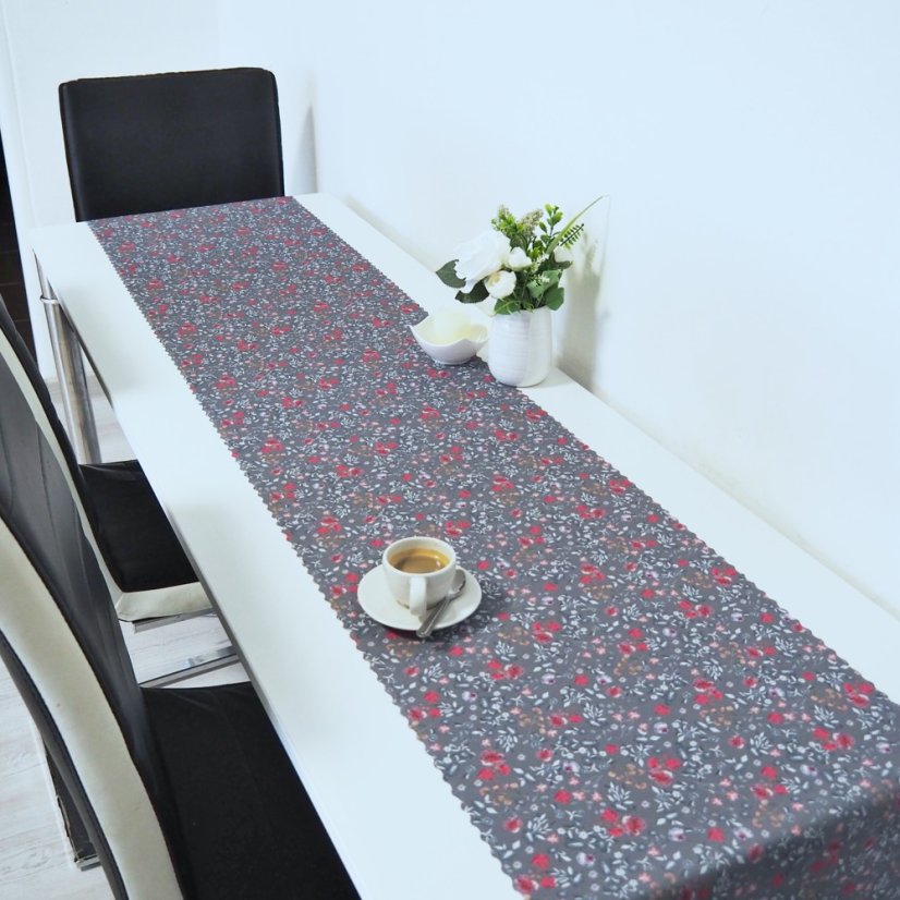 Ubrusová šála v metráži Luiza - šedá - Šíře materiálu ↔ (cm): 38, Vyber okraje: pouze střih