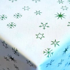 Vánoční ubrusy - Hvězdičky bílozelené