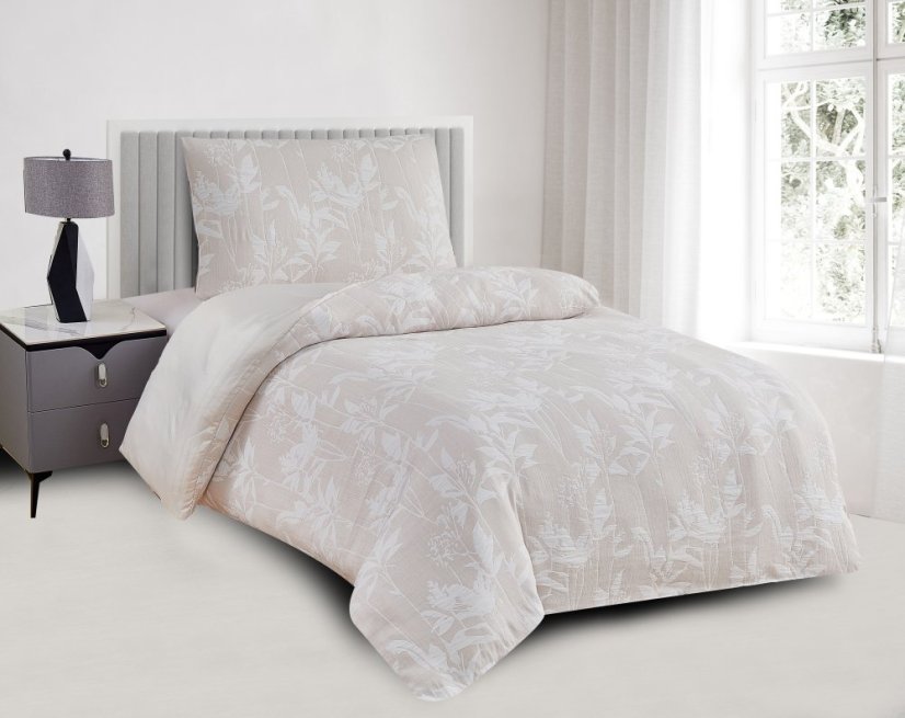 Povlečení Jacquard Nela - béžové - Rozměr povlečení: 140x200+70x90