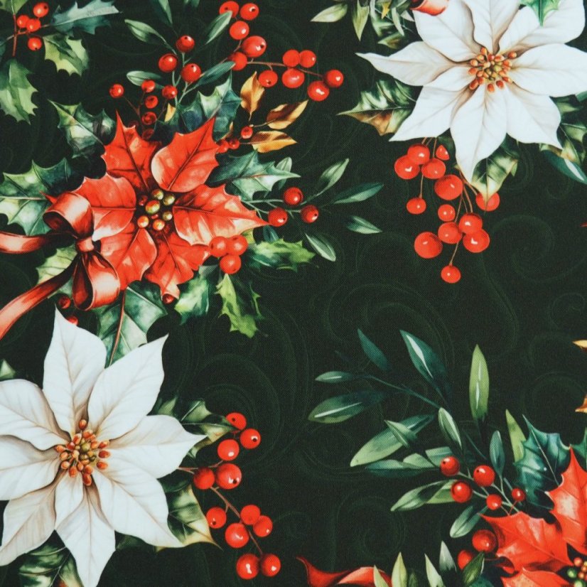 Ubrusy a běhouny Vánoční růže - zelené