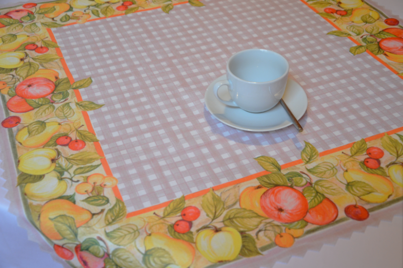 Ubrus - ovoce hnědý - Vyber rozměr: 75x75