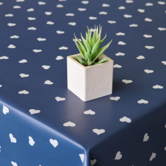 PVC ubrusovina - Srdce - modrá