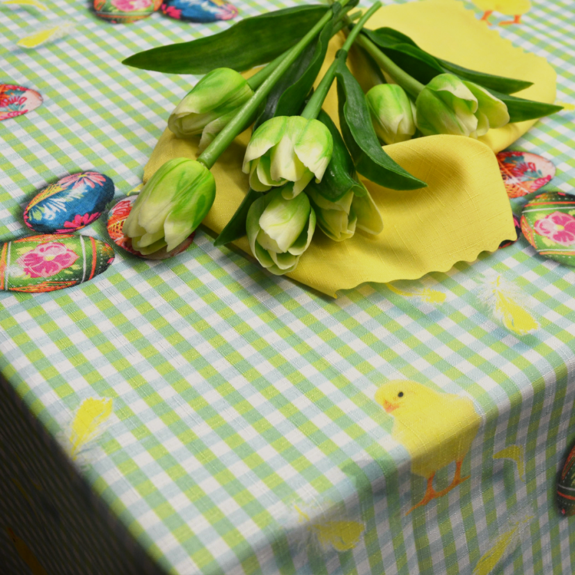 Velikonoční teflonový ubrus Kuřátka - zelený - Vyber rozměr: 30x30