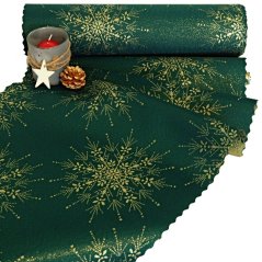 Vánoční běhoun v metráži - Zlatá vločka - zelený