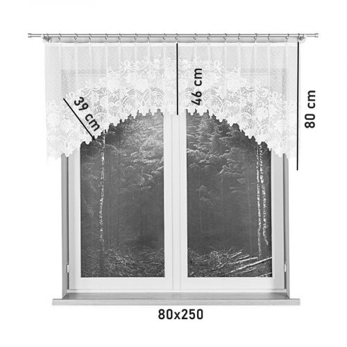Kusová záclona Demira - Vyber rozměr záclony VxŠ: 80x250, Vrchní okraj: Bez řasící pásky