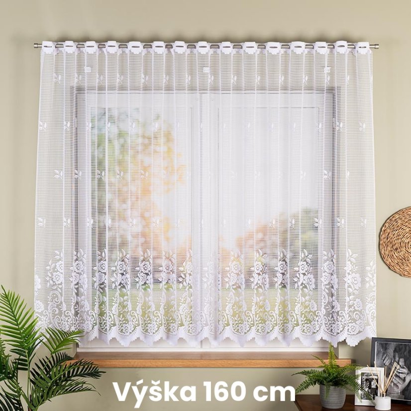 Záclona Sára - Vyber výšku ↕ (cm): 120, Vyber šití: bez obšití
