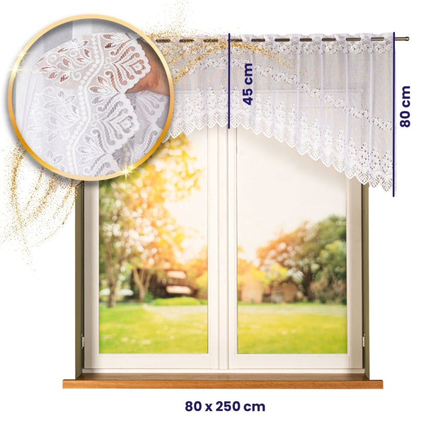 Kusová záclona Marta - Vyber rozmer záclony ↕VxŠ ↔ (cm): 80x250