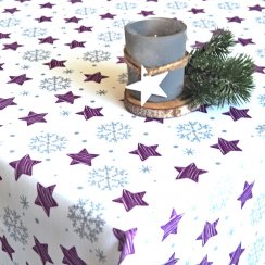Vánoční ubrusy Hvězdičky a vločky – bílo/fialové