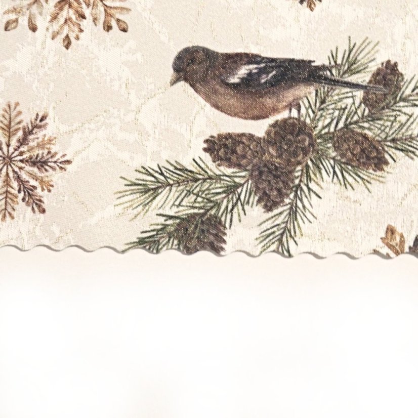 Vánoční běhoun v metráži - Ptáčci - Šíře materiálu ↔ (cm): 38, Vyber okraje: pouze střih