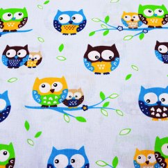 Hladká bavlna - Barevné sovy