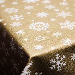 Vánoční PVC ubrusovina - Vločky zlaté