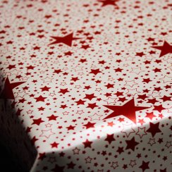 Vánoční PVC ubrusovina - Hvězdičky červené