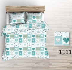 Povlečení krep Patchwork srdce – zelené