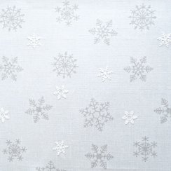Vánoční látka na ubrusy - Sněhová vločka - bílá