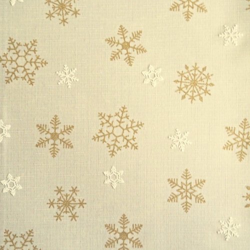 Vianočná látka na obrusy - Snehová vločka - smotanová - Šíře materiálu (cm): 160
