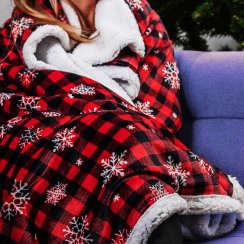 Vianočná deka LUX – Káro s vločkou