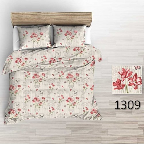 Povlečení hladká bavlna LUX - Květy s motýlky - Rozměr povlečení: 140x200+70x90