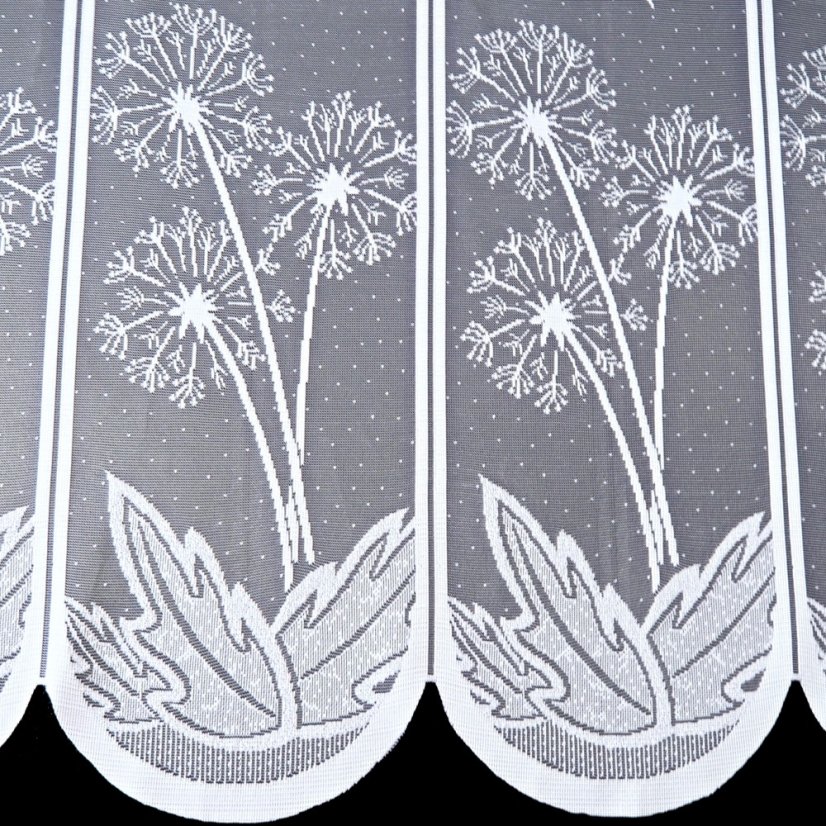 Vitrážová záclona Pampeliška - Vyber výšku ↕ (cm): 40, Vyber šití: bez obšití