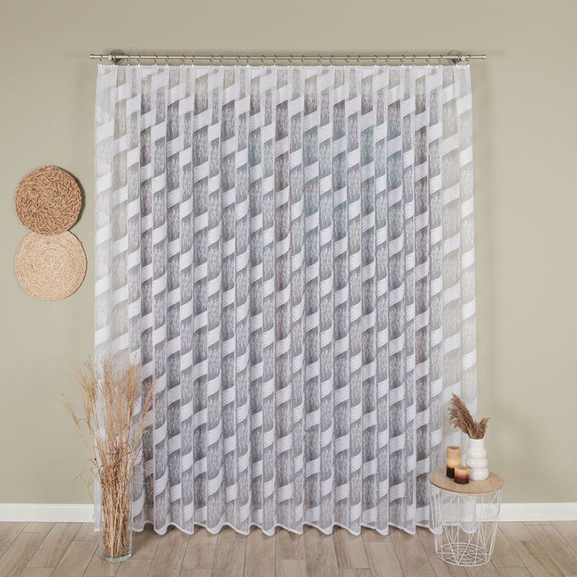 Záclona Geoza - Vyber výšku ↕ (cm): 155, Vyber šitie: bez obšití