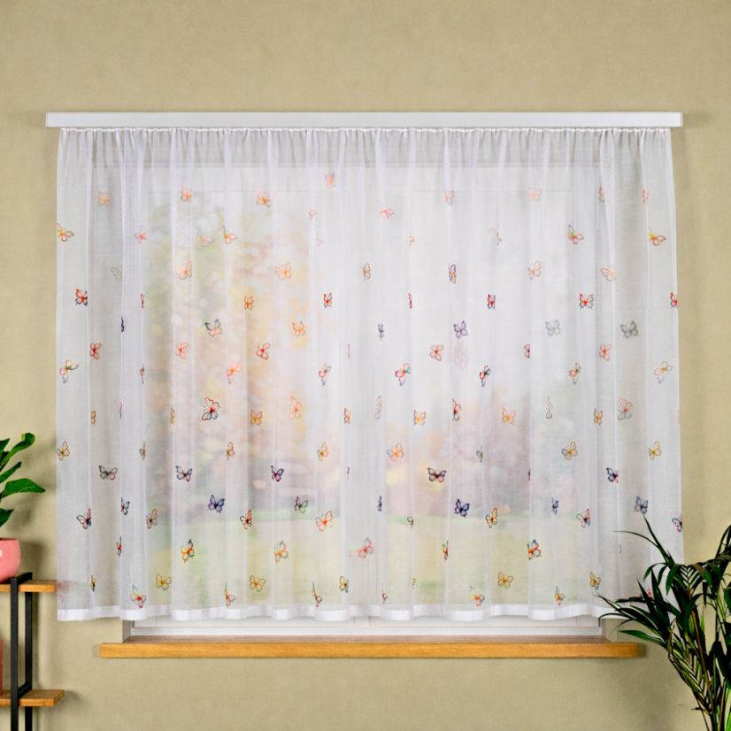 Kusová záclona Farebné motýliky - Vyber rozmer záclony ↕VxŠ ↔ (cm): 150x300