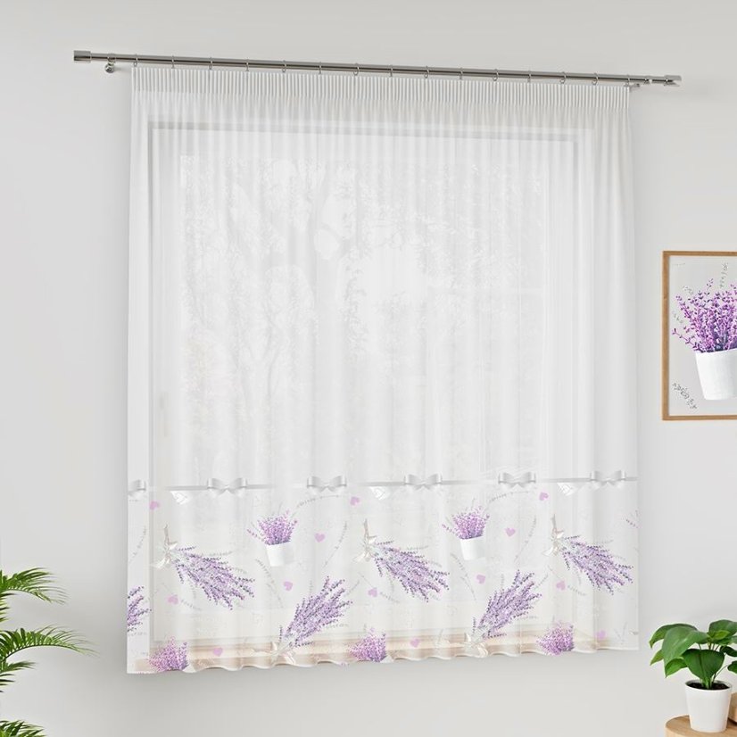 Kusová voálová záclona Levandule - Vyber rozměr záclony  ↕VxŠ ↔ (cm): 120x300
