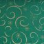 Vánoční látka na ubrusy - Vločky s vlnkou zeleno/zlaté - Šíře materiálu (cm): 160