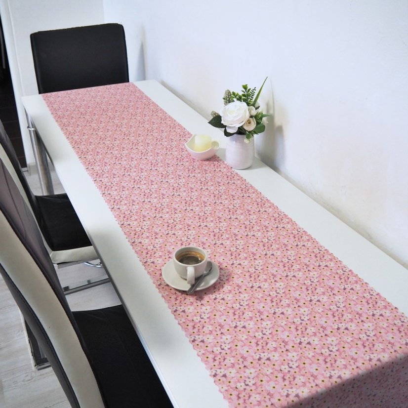 Ubrusová šála v metráži Florea - růžová - Šíře materiálu ↔ (cm): 38, Vyber okraje: pouze střih