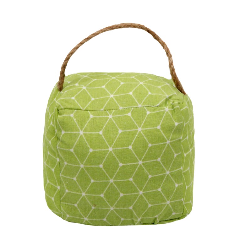 Textilní zarážka do dveří - Kostka zelená