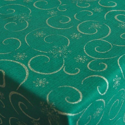 Vánoční ubrusy - Vločky s vlnkou zeleno/zlaté - Rozměr ubrusu: 30x30