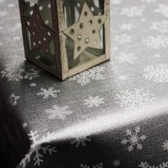Vánoční PVC ubrusovina - Vločky stříbrné