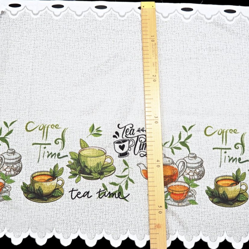 Vitrážová záclona Čajík - Vyber výšku ↕ (cm): 38, Vyber šití: bez obšití