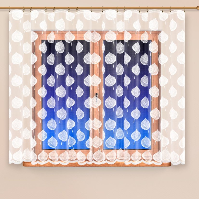 Kusová záclona Lístky - Vyber rozměr záclony  ↕VxŠ ↔ (cm): 140x300