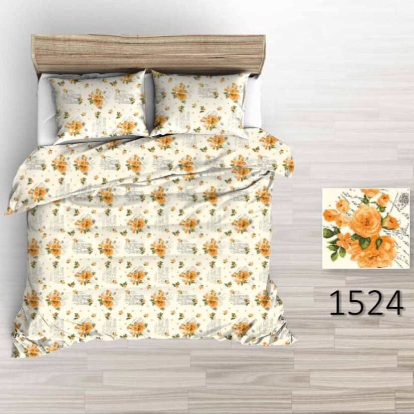 Povlečení hladká bavlna LUX - Růže s nápisy - Rozměr povlečení: 140x200+70x90