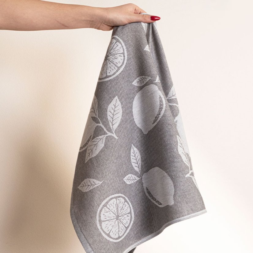 Utěrka Citróny - šedá