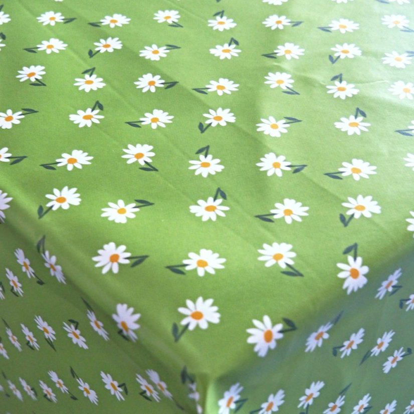 PVC ubrusovina - Kytičky - zelená