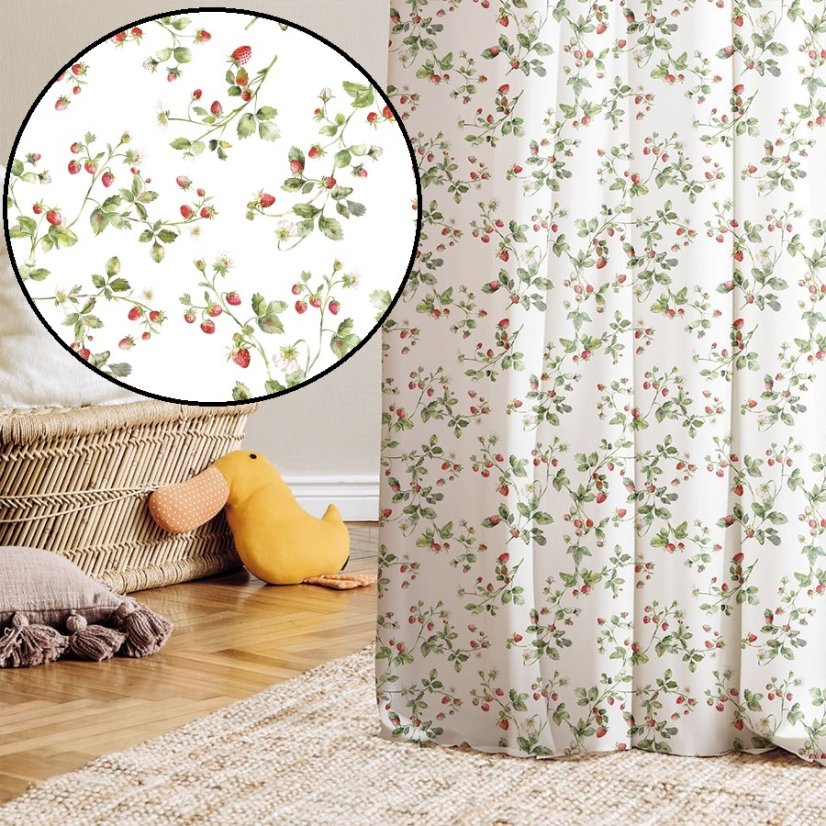 Dekoračná látka Jahody - Šírka materiálu ↔ (cm): 160, Vyber šitie: bez obšití