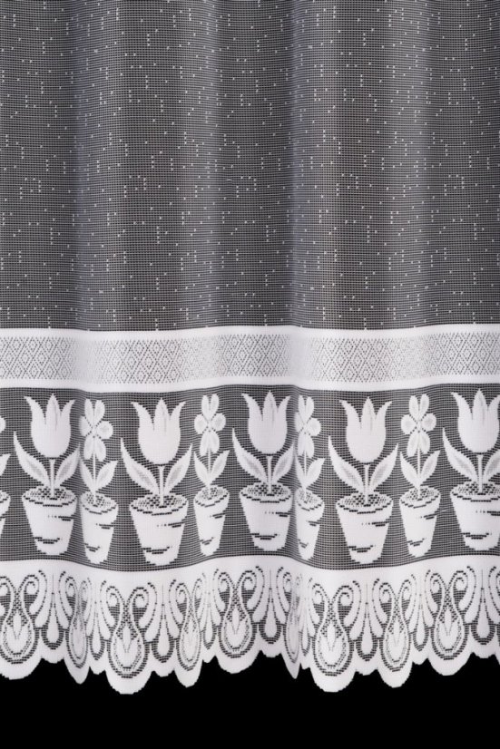 Vitrážová záclona Kytice - Vyber výšku ↕ (cm): 90, Vyber šití: bez obšití