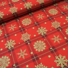 Vánoční bavlněná látka Zlaté vločky