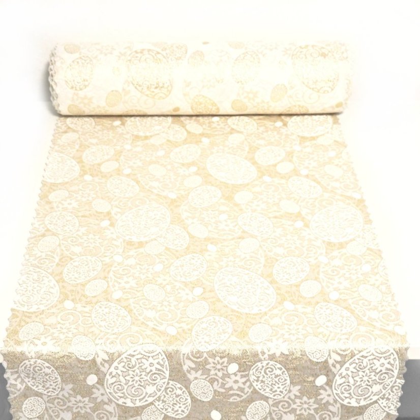 Velikonoční běhoun v metráži Zlatá vejce - Šíře materiálu ↔ (cm): 38, Vyber okraje: pouze střih