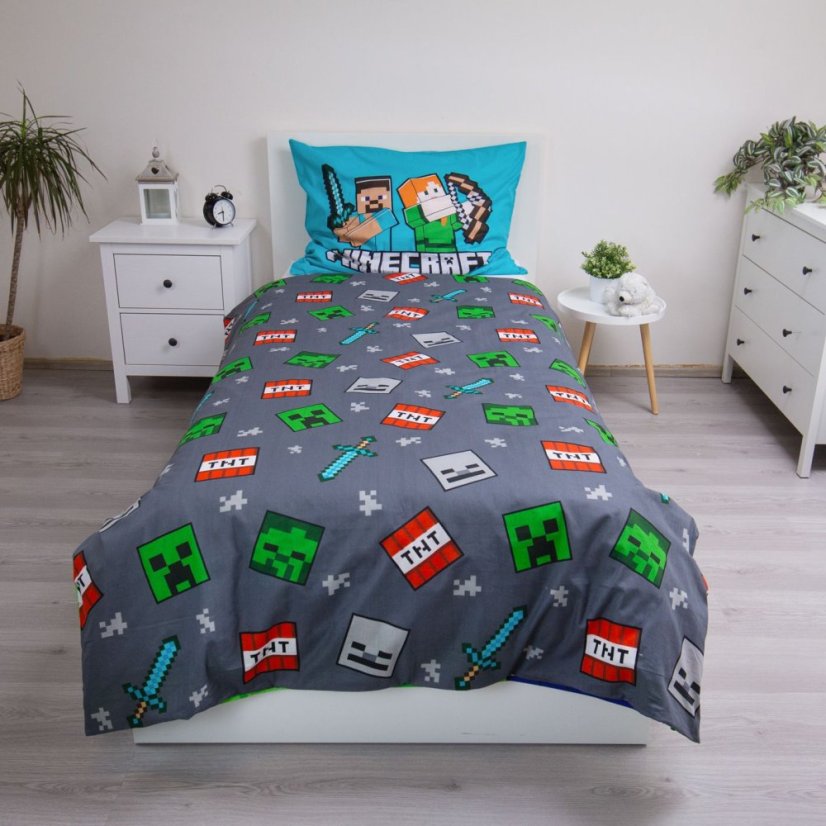 Povlečení hladká bavlna - Minecraft - Rozměr povlečení: 140x200+70x90