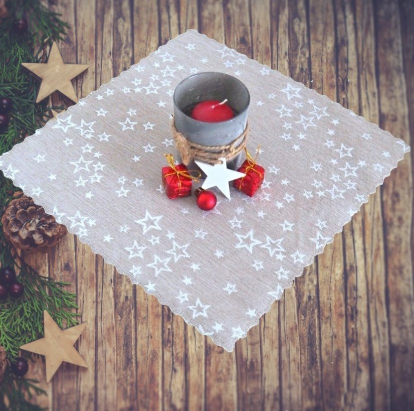 Prostírání a ubrusy Hvězdné přání - Béžovo/stříbrné - Vyber rozměr: 30x30