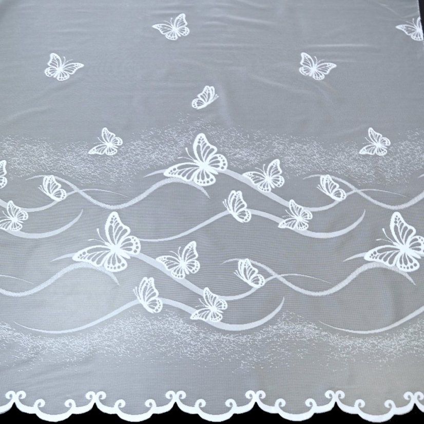 Záclona Motýlci - Vyber výšku ↕ (cm): 110, Vyber šití: bez obšití