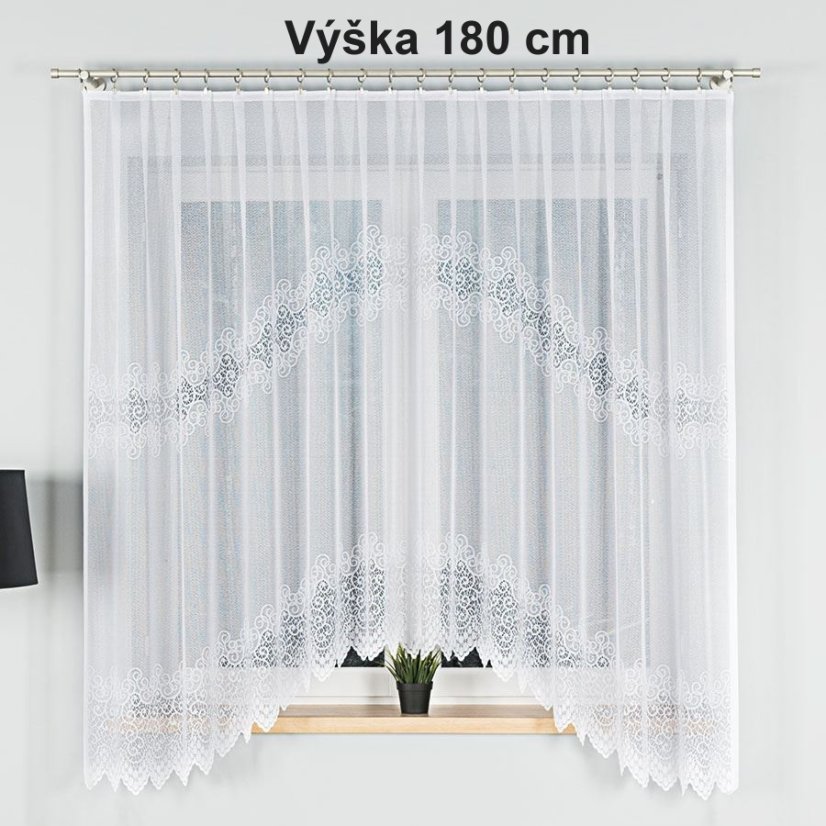 Oblouková záclona Julie - Vrchný okraj: Bez riasiacej pásky, Vyber rozmer záclony ↕VxŠ ↔ (cm): 120x250