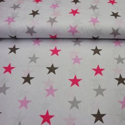 Hladká bavlna - hvězdičky růžové