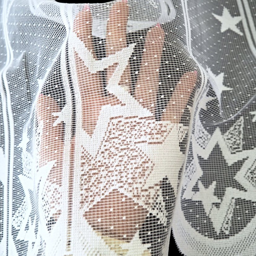 Vitrážová záclona Hvězdy - Vyber výšku ↕ (cm): 60