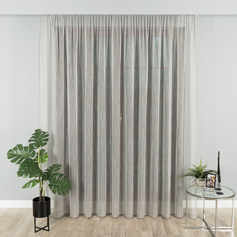 Záclona Faustina - šedá - Vyber výšku ↕ (cm): 320, Vyber šití: bez obšití